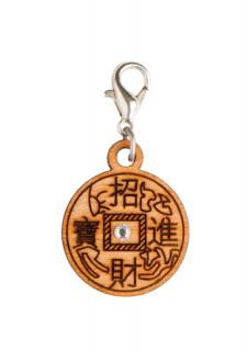 Chinesische Zeichen - Holz-Charm mit Kristall