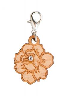 Rose - Holz-Charm mit Kristall