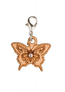 Schmetterling - Holz-Charm mit Kristall