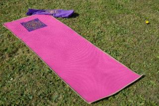 Shree Yantra Yogamatte mit Tasche pink